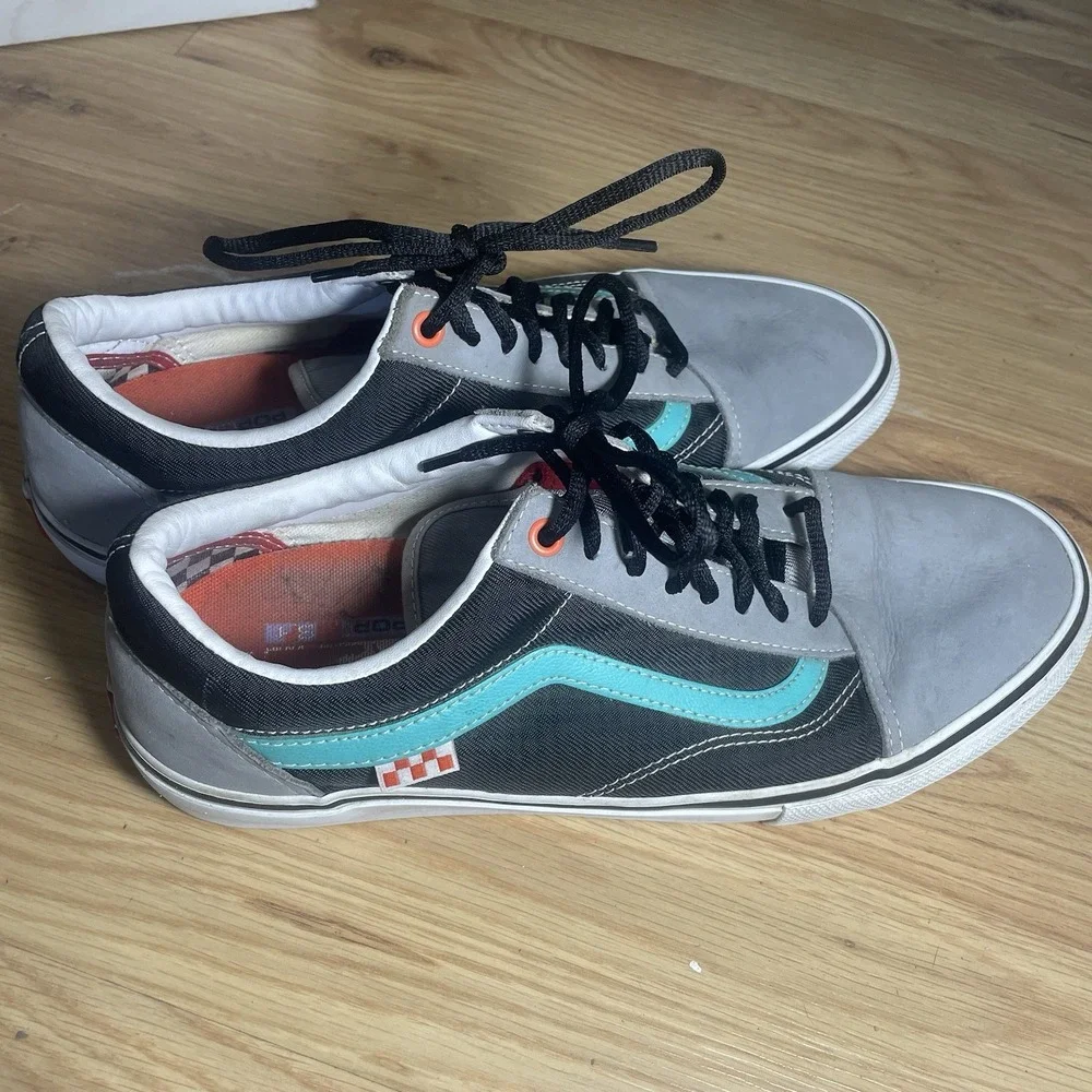 Vans Skate Lucid Old Skool Black Grey Skate Shoes Men 11.5 Suede Leather Canvas